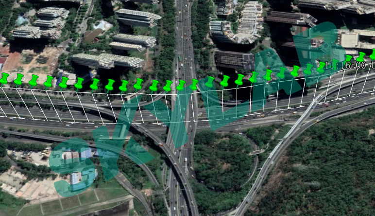 高架桥环境，卫星信号有遮挡路测效果图