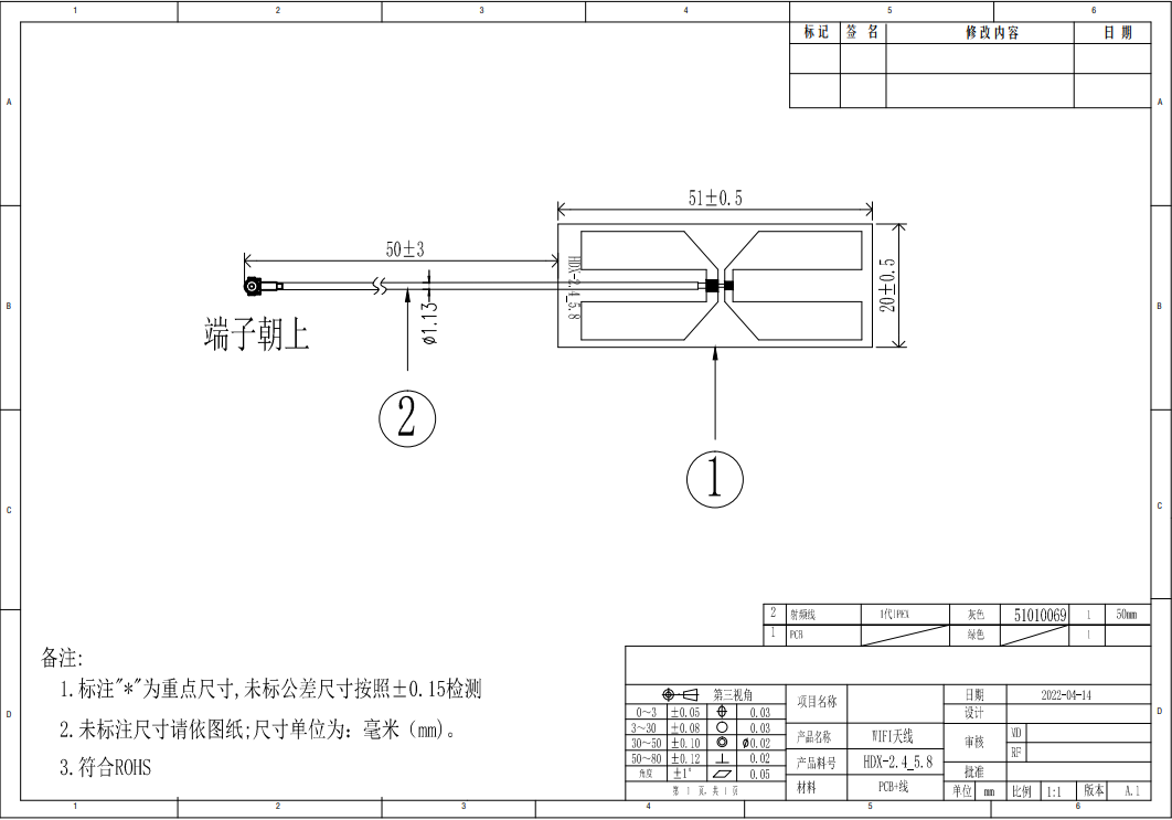 高增益HD2.4G-5.8G/PCB天线 WiFi模块高效率全向天线 高增益HD2.4G-5.8G/PCB天线 WiFi模块高效率全向天线