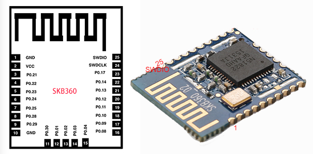 蓝牙模块SKB360引脚图与实物图