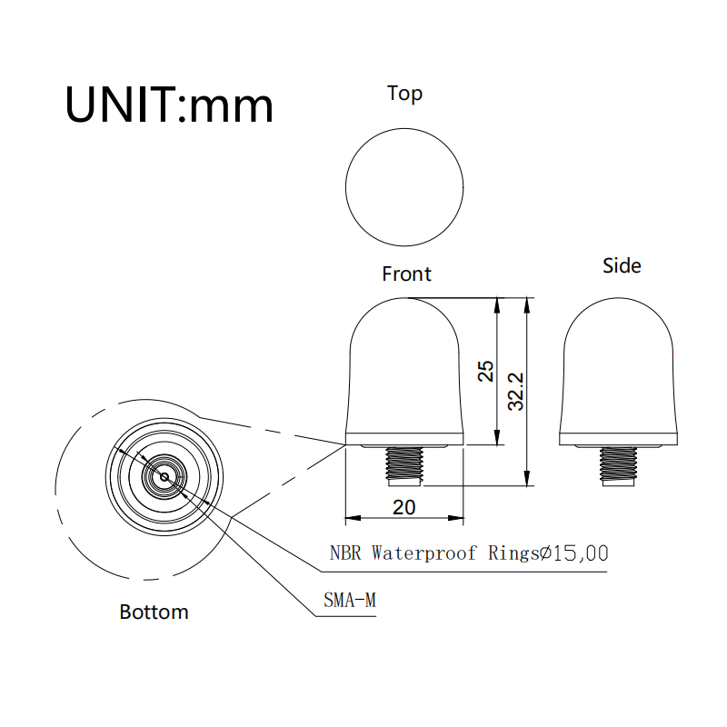 多模高精度天线-蘑菇头体积小低功耗RTK天线SKA20ME20-RSJ