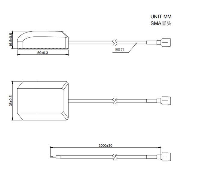 车载导航定位双模高增益陶瓷GNSS卫星天线，SKA01C25-30RPSJ
